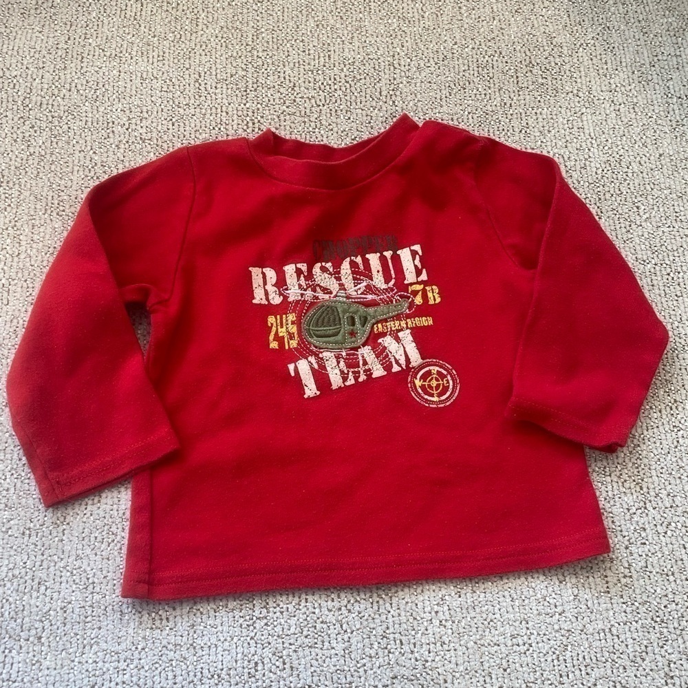 3/$15 SALE B.T. Kids Chopper Rescue Team Boys Red Shirt 24M